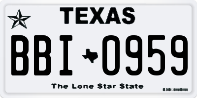 TX license plate BBI0959