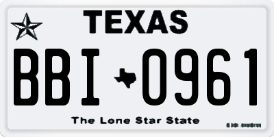 TX license plate BBI0961