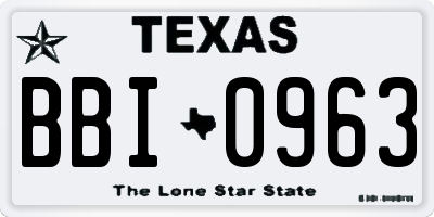 TX license plate BBI0963