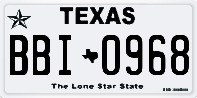 TX license plate BBI0968