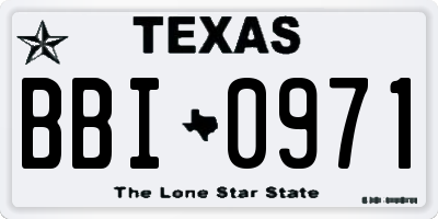 TX license plate BBI0971