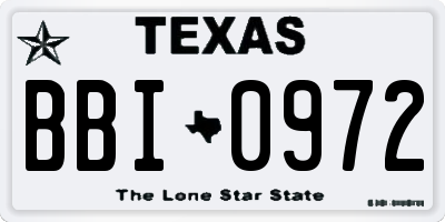 TX license plate BBI0972