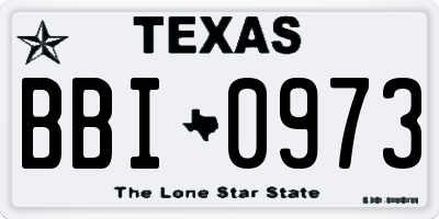 TX license plate BBI0973