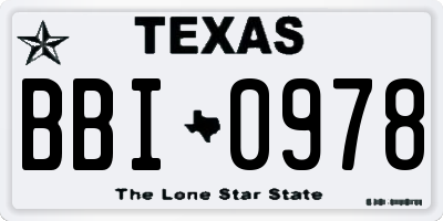 TX license plate BBI0978