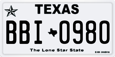 TX license plate BBI0980