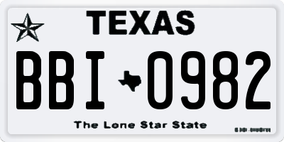 TX license plate BBI0982