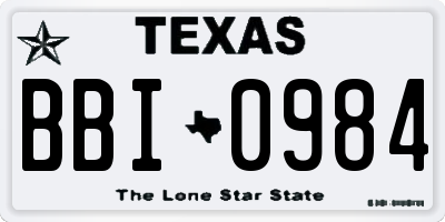 TX license plate BBI0984