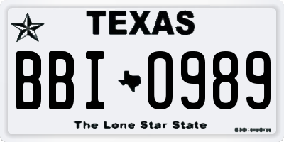 TX license plate BBI0989