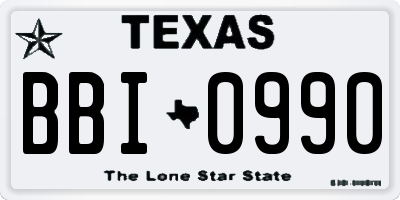 TX license plate BBI0990