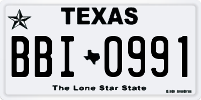 TX license plate BBI0991