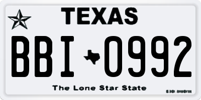 TX license plate BBI0992