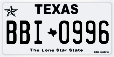 TX license plate BBI0996