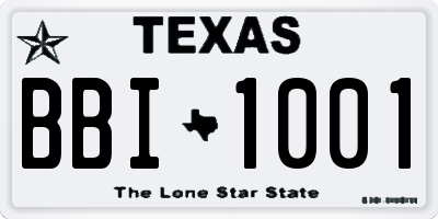 TX license plate BBI1001