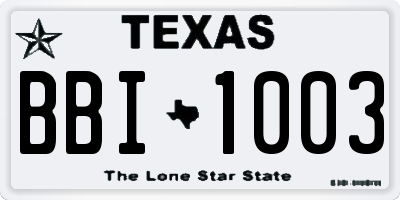 TX license plate BBI1003