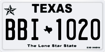 TX license plate BBI1020