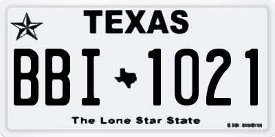 TX license plate BBI1021