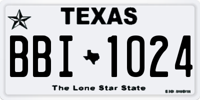 TX license plate BBI1024