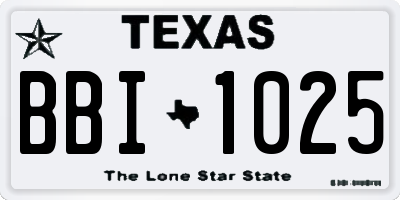 TX license plate BBI1025