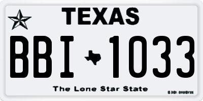 TX license plate BBI1033