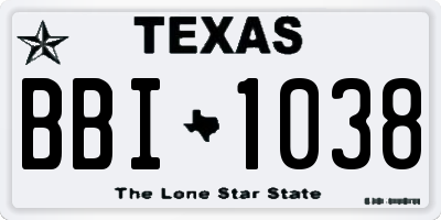 TX license plate BBI1038