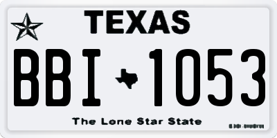 TX license plate BBI1053