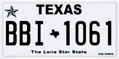 TX license plate BBI1061