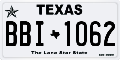 TX license plate BBI1062