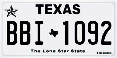 TX license plate BBI1092