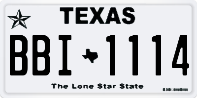 TX license plate BBI1114