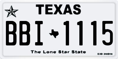TX license plate BBI1115