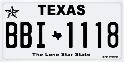 TX license plate BBI1118