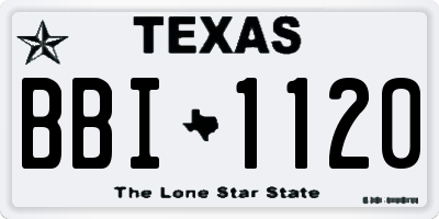 TX license plate BBI1120