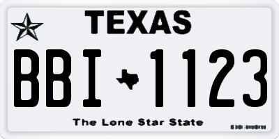 TX license plate BBI1123