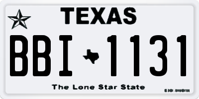 TX license plate BBI1131