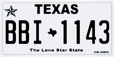 TX license plate BBI1143
