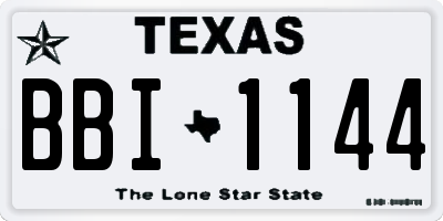TX license plate BBI1144
