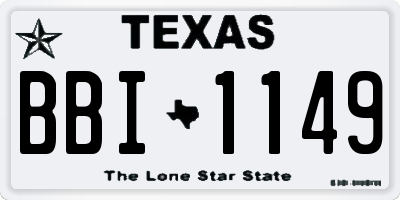 TX license plate BBI1149