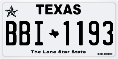TX license plate BBI1193