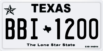 TX license plate BBI1200