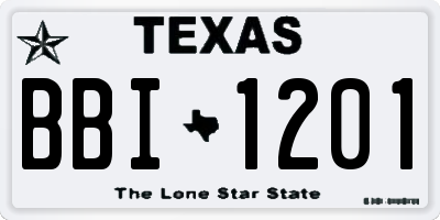 TX license plate BBI1201