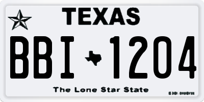 TX license plate BBI1204