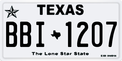 TX license plate BBI1207