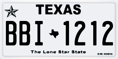 TX license plate BBI1212
