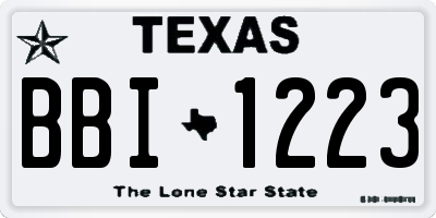 TX license plate BBI1223