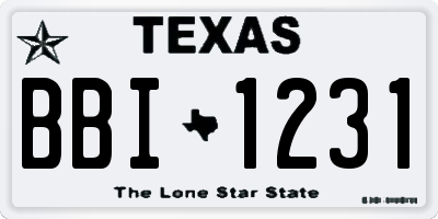 TX license plate BBI1231
