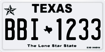 TX license plate BBI1233