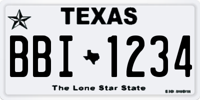 TX license plate BBI1234