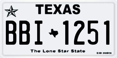 TX license plate BBI1251