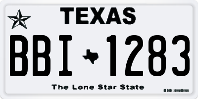 TX license plate BBI1283