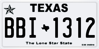 TX license plate BBI1312